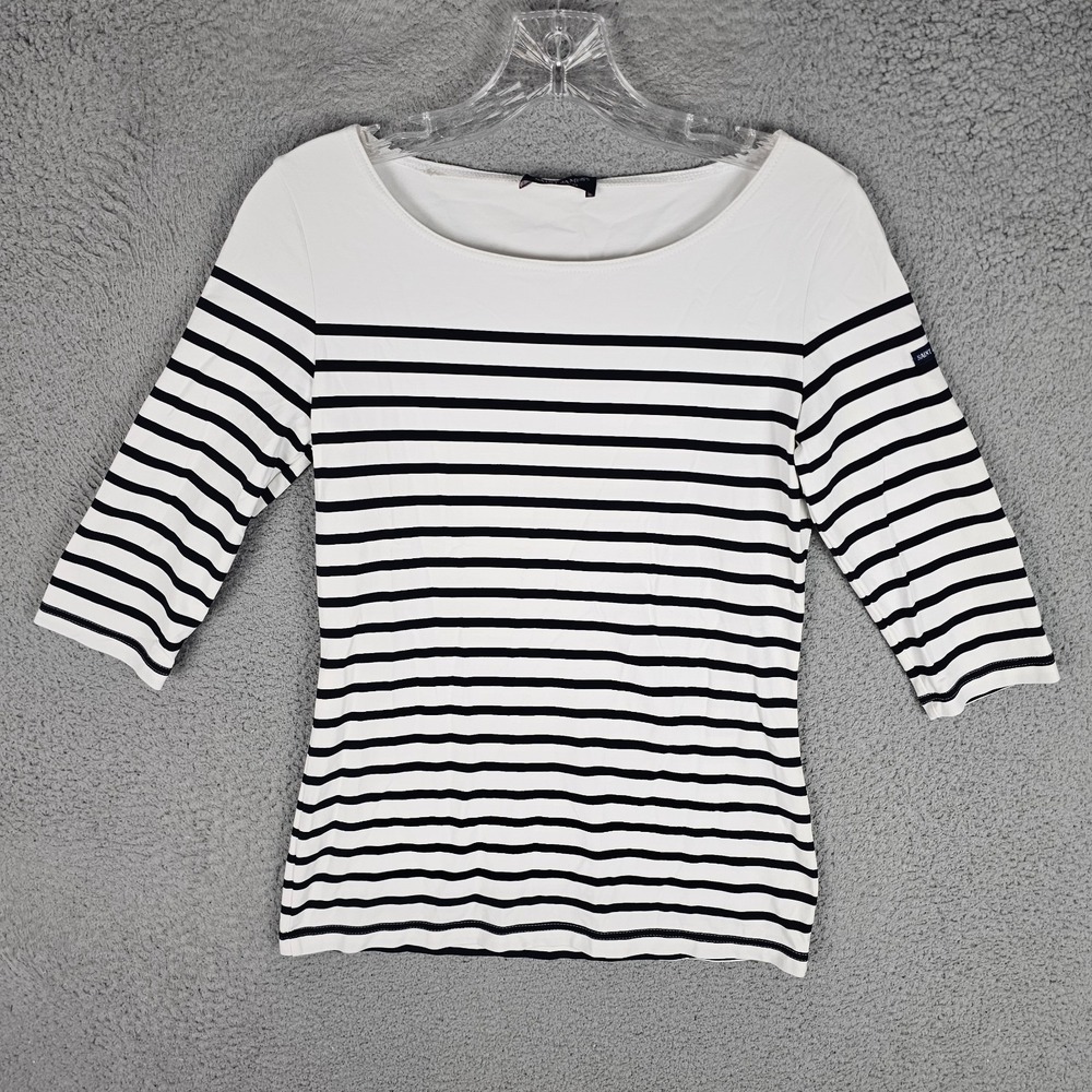 Saint James Garde-Cote III Anti UV Shirt Top Womens 4 Striped Boat Neck Pullover